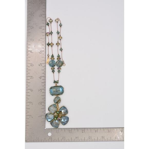 Vintage Crystal Collar Necklace Blue Faceted Wire Handcrafted Beaded Shiny Bin2C - Picture 12 of 12